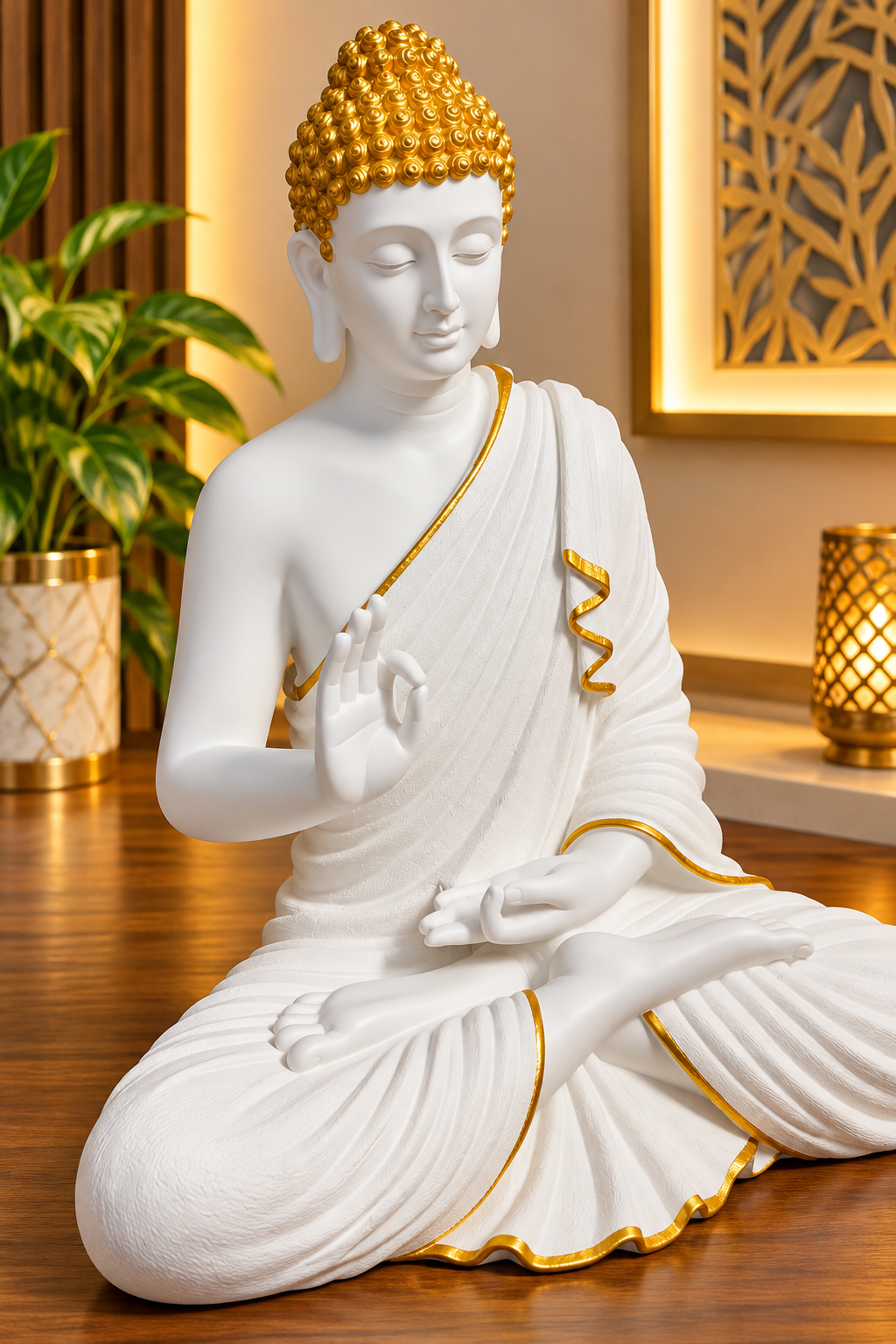 Buddha 24 Inches (White & Gold)